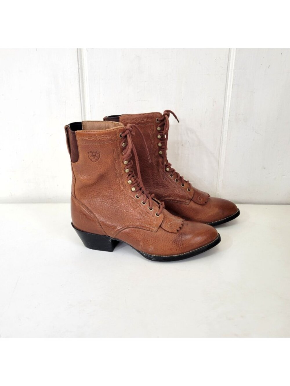 Ariat Heritage Women's Brown Leather Lace-Up Roper Kiltie Boots Size 8.5 Western - Picture 2 of 10